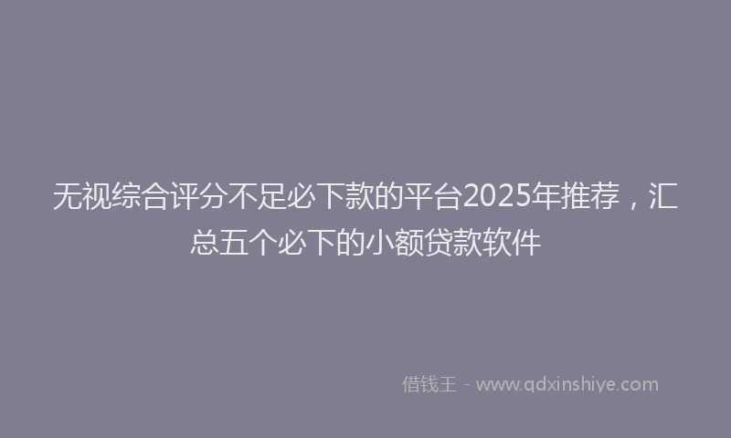 无视综合评分不足必下款的平台2025年推荐，汇总五个必下的小额贷款软件