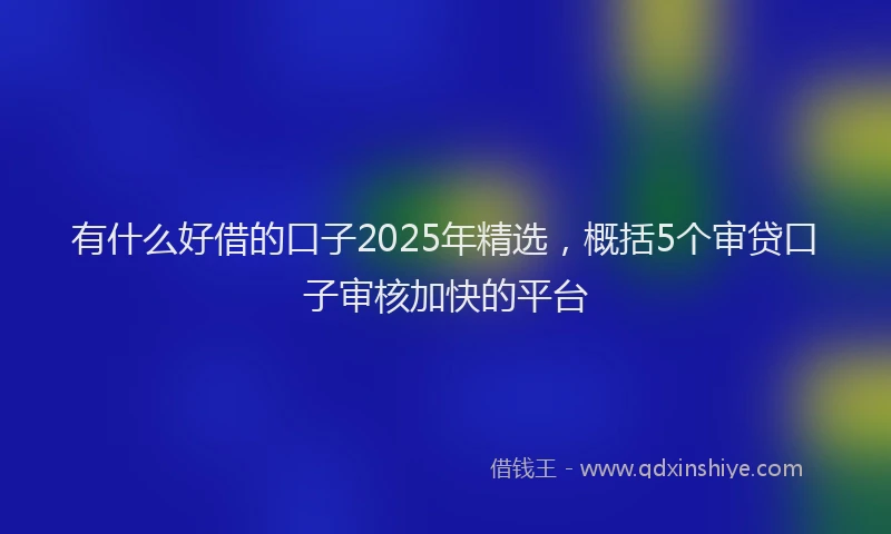 有什么好借的口子2025年精选，概括5个审贷口子审核加快的平台