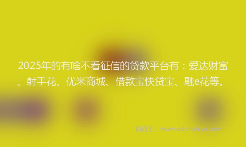 2025年的有啥不看征信的贷款平台有：爱达财富、射手花、优米商城、借款宝快贷宝、融e花等。