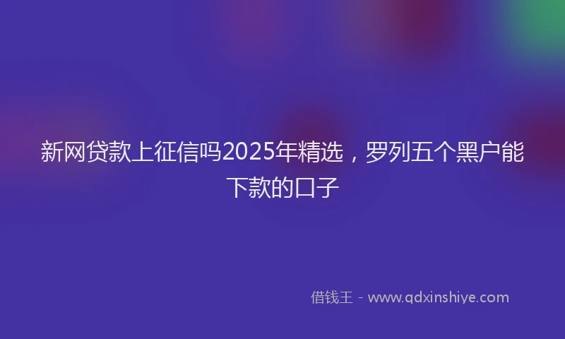 新网贷款上征信吗2025年精选，罗列五个黑户能下款的口子