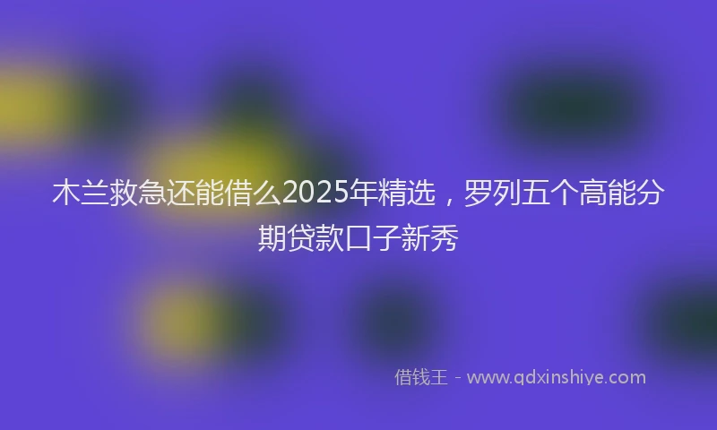 木兰救急还能借么2025年精选，罗列五个高能分期贷款口子新秀