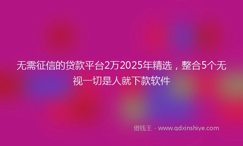 无需征信的贷款平台2万2025年精选，整合5个无视一切是人就下款软件