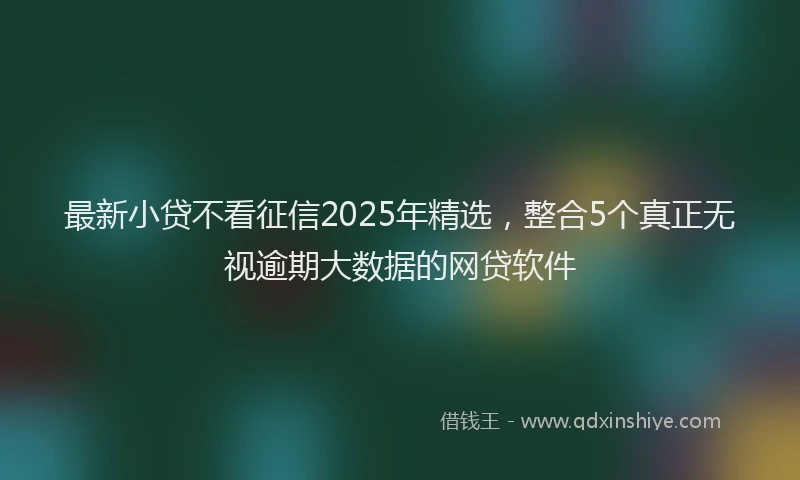 最新小贷不看征信2025年精选，整合5个真正无视逾期大数据的网贷软件