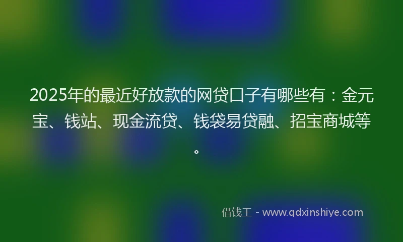2025年的最近好放款的网贷口子有哪些有：金元宝、钱站、现金流贷、钱袋易贷融、招宝商城等。