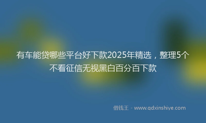 有车能贷哪些平台好下款2025年精选，整理5个不看征信无视黑白百分百下款