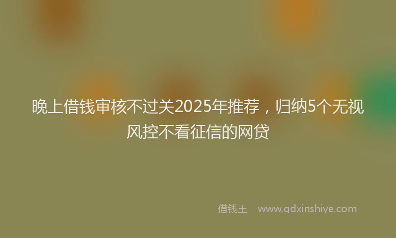 晚上借钱审核不过关2025年推荐，归纳5个无视风控不看征信的网贷