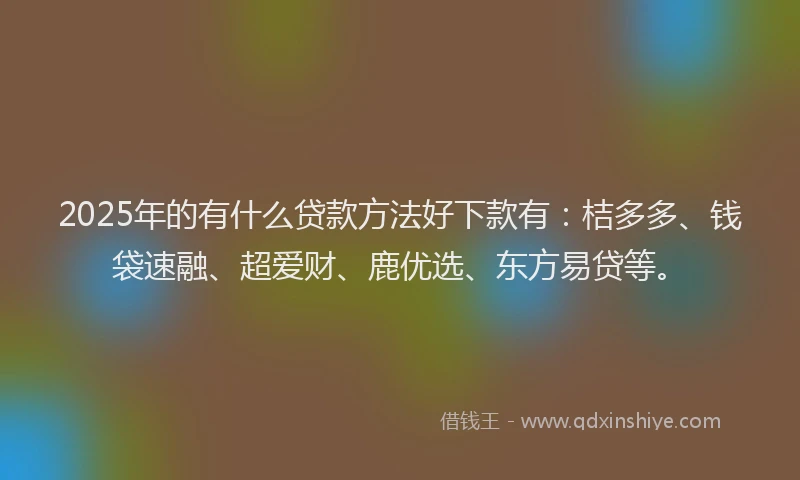 2025年的有什么贷款方法好下款有：桔多多、钱袋速融、超爱财、鹿优选、东方易贷等。