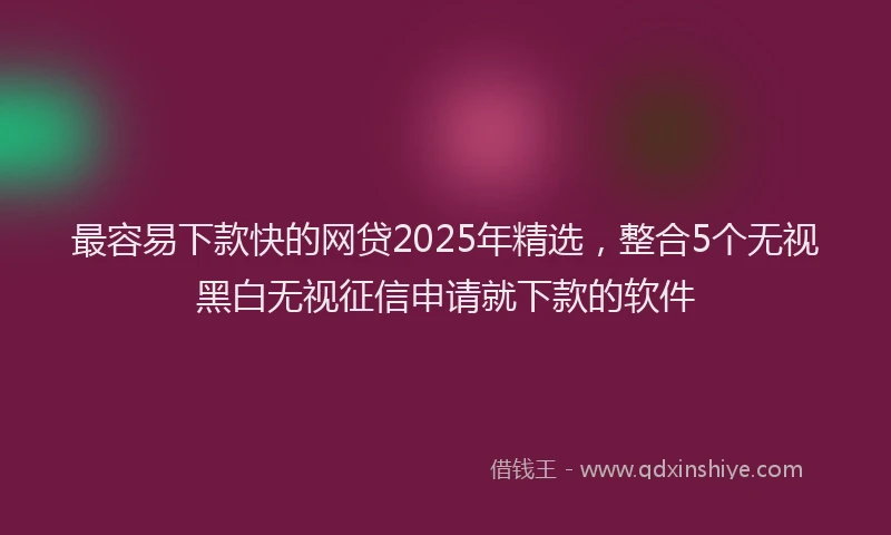 最容易下款快的网贷2025年精选，整合5个无视黑白无视征信申请就下款的软件