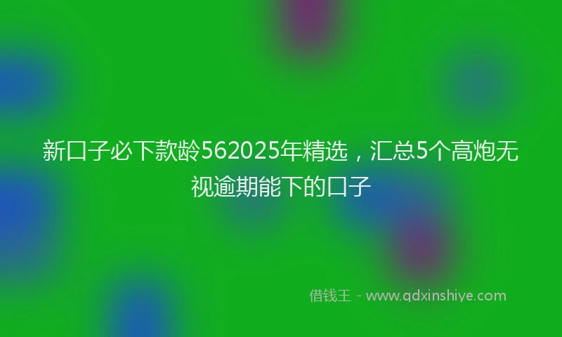 新口子必下款龄562025年精选，汇总5个高炮无视逾期能下的口子