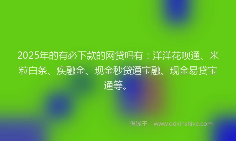 2025年的有必下款的网贷吗有：洋洋花呗通、米粒白条、疾融金、现金秒贷通宝融、现金易贷宝通等。