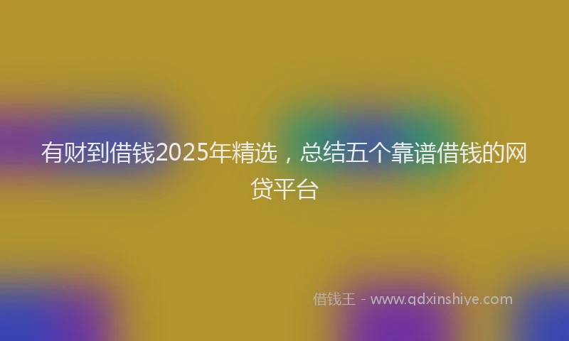 有财到借钱2025年精选，总结五个靠谱借钱的网贷平台