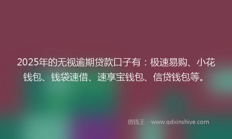 2025年的无视逾期贷款口子有：极速易购、小花钱包、钱袋速借、速享宝钱包、信贷钱包等。