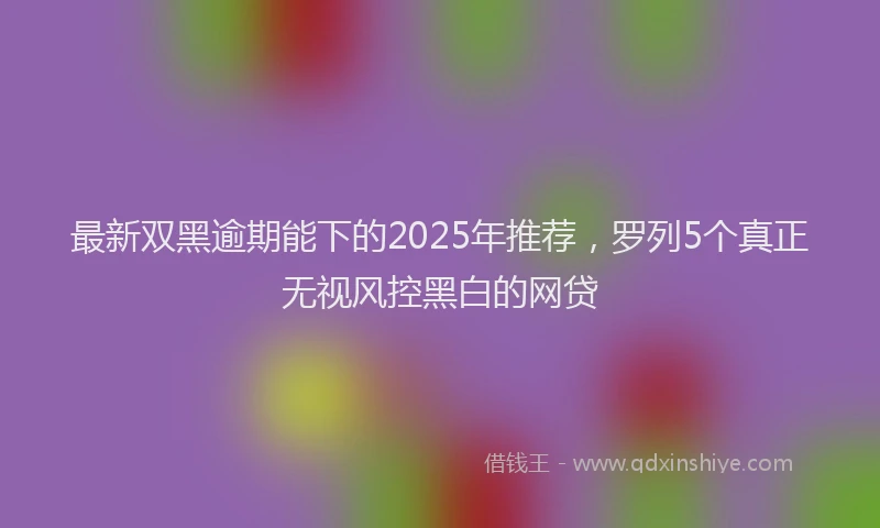 最新双黑逾期能下的2025年推荐，罗列5个真正无视风控黑白的网贷