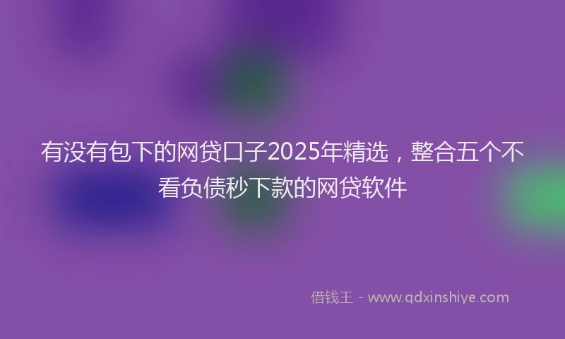 有没有包下的网贷口子2025年精选，整合五个不看负债秒下款的网贷软件