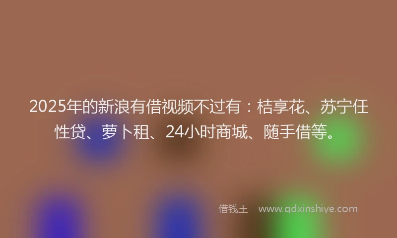 2025年的新浪有借视频不过有：桔享花、苏宁任性贷、萝卜租、24小时商城、随手借等。