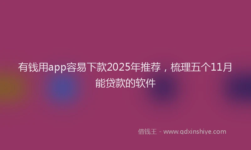 有钱用app容易下款2025年推荐，梳理五个11月能贷款的软件