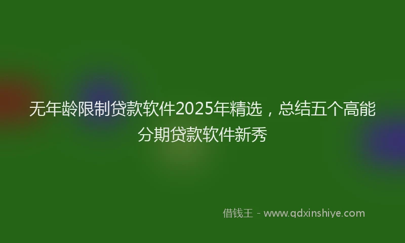 无年龄限制贷款软件2025年精选，总结五个高能分期贷款软件新秀