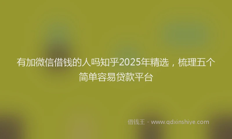 有加微信借钱的人吗知乎2025年精选，梳理五个简单容易贷款平台