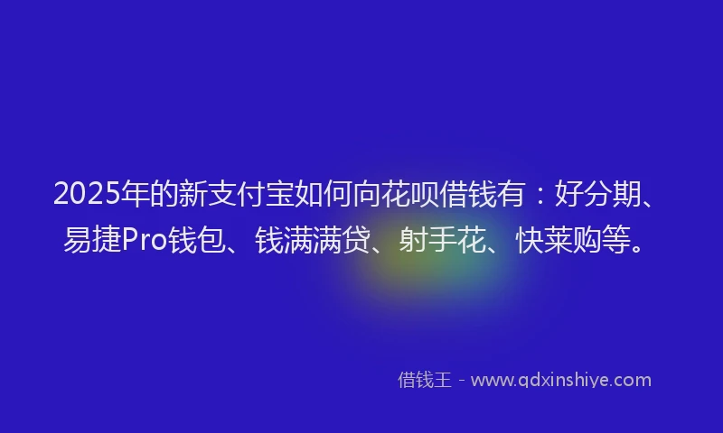 2025年的新支付宝如何向花呗借钱有：好分期、易捷Pro钱包、钱满满贷、射手花、快莱购等。
