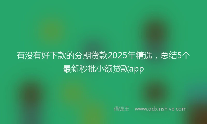 有没有好下款的分期贷款2025年精选，总结5个最新秒批小额贷款app