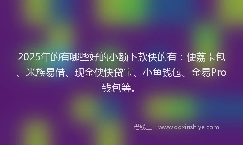 2025年的有哪些好的小额下款快的有：便荔卡包、米族易借、现金侠快贷宝、小鱼钱包、金易Pro钱包等。