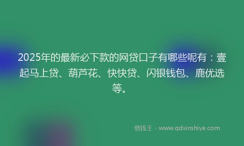 2025年的最新必下款的网贷口子有哪些呢有：壹起马上贷、葫芦花、快快贷、闪银钱包、鹿优选等。