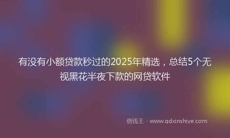 有没有小额贷款秒过的2025年精选，总结5个无视黑花半夜下款的网贷软件