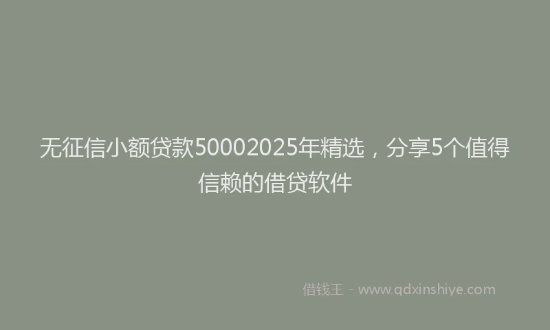 无征信小额贷款50002025年精选，分享5个值得信赖的借贷软件