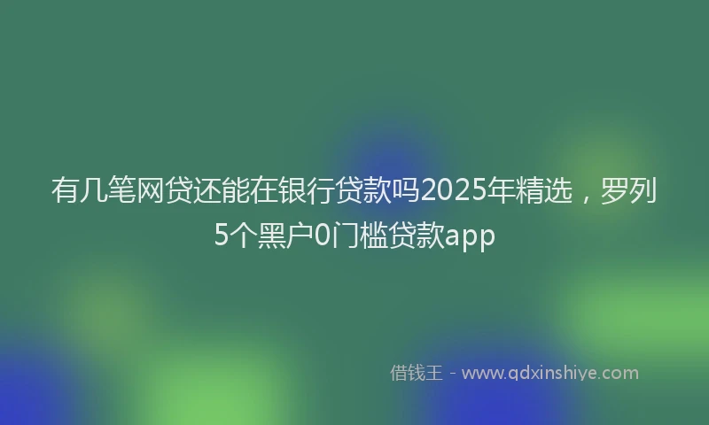 有几笔网贷还能在银行贷款吗2025年精选，罗列5个黑户0门槛贷款app