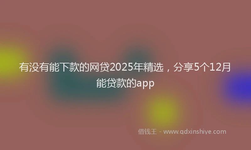 有没有能下款的网贷2025年精选，分享5个12月能贷款的app