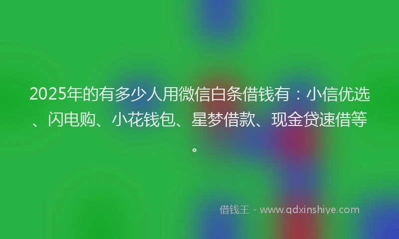 2025年的有多少人用微信白条借钱有：小信优选、闪电购、小花钱包、星梦借款、现金贷速借等。