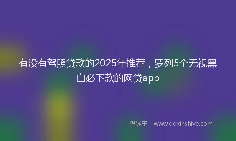 有没有驾照贷款的2025年推荐，罗列5个无视黑白必下款的网贷app