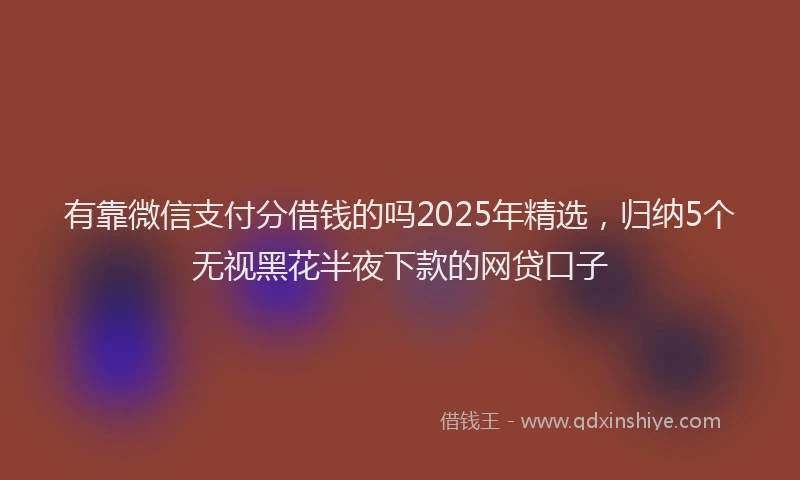 有靠微信支付分借钱的吗2025年精选，归纳5个无视黑花半夜下款的网贷口子