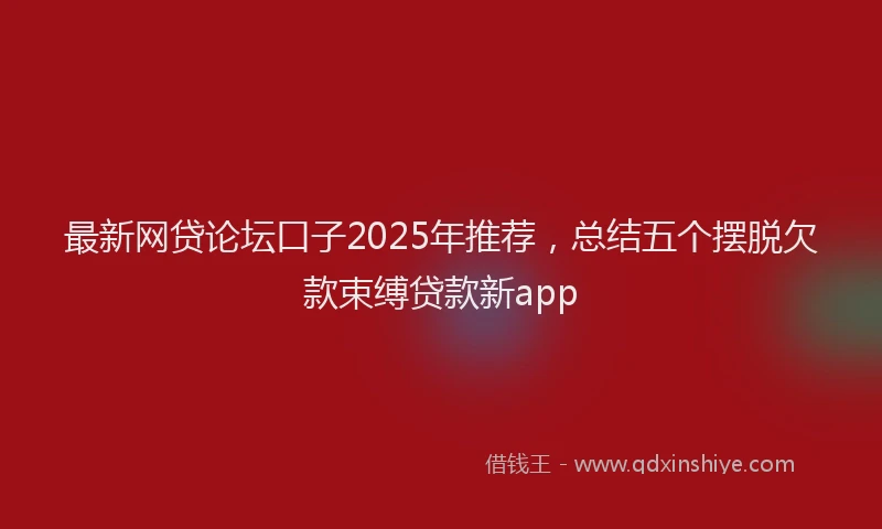 最新网贷论坛口子2025年推荐，总结五个摆脱欠款束缚贷款新app