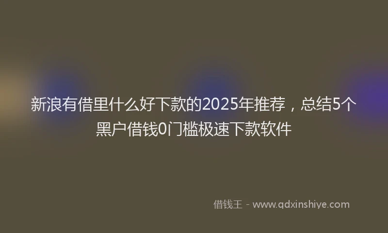 新浪有借里什么好下款的2025年推荐，总结5个黑户借钱0门槛极速下款软件