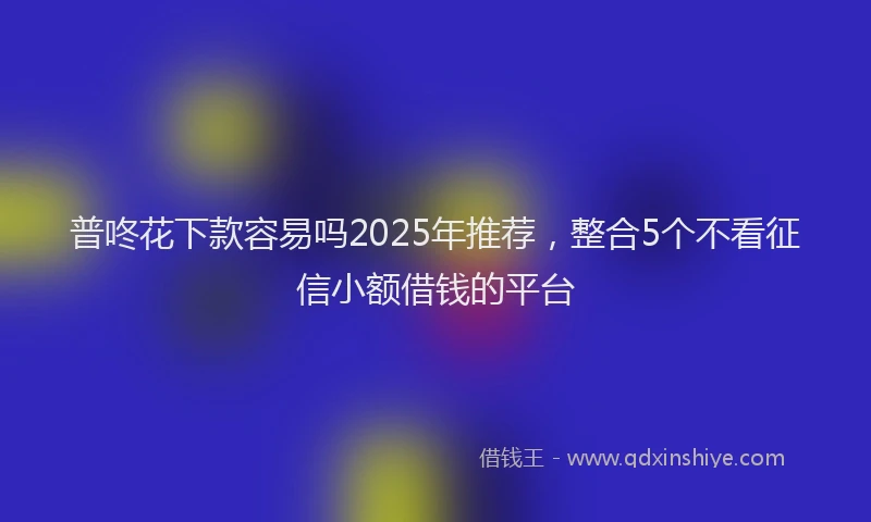 普咚花下款容易吗2025年推荐，整合5个不看征信小额借钱的平台