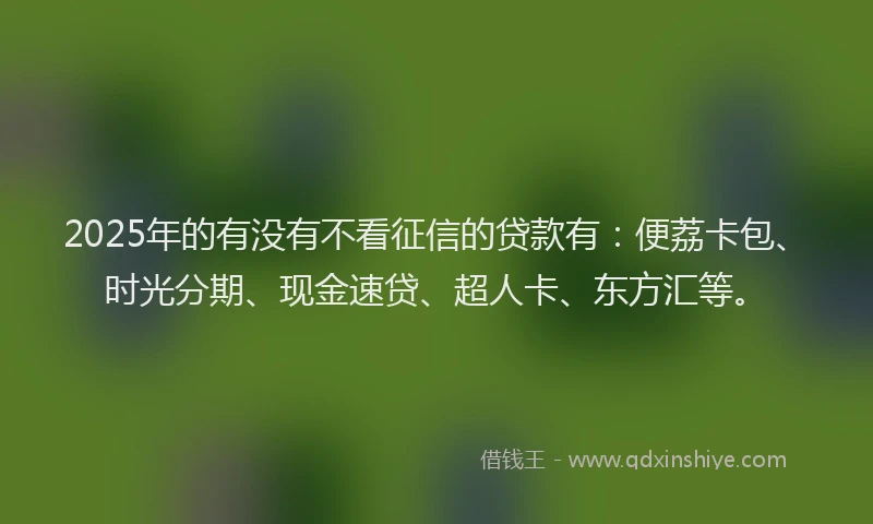 2025年的有没有不看征信的贷款有：便荔卡包、时光分期、现金速贷、超人卡、东方汇等。