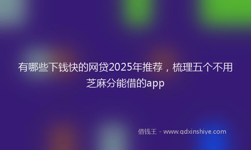 有哪些下钱快的网贷2025年推荐，梳理五个不用芝麻分能借的app