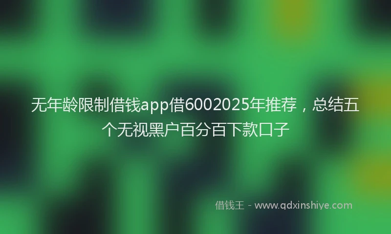 无年龄限制借钱app借6002025年推荐，总结五个无视黑户百分百下款口子