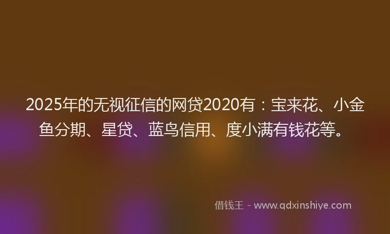 2025年的无视征信的网贷2020有：宝来花、小金鱼分期、星贷、蓝鸟信用、度小满有钱花等。