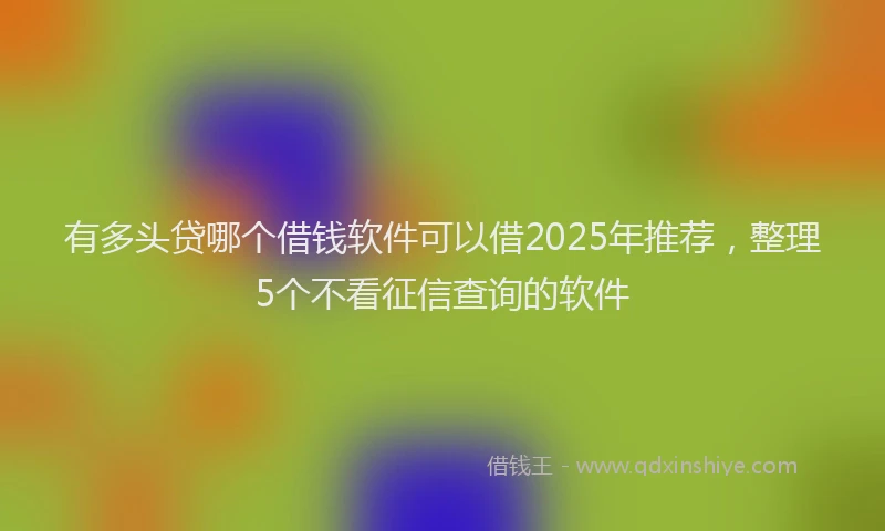有多头贷哪个借钱软件可以借2025年推荐，整理5个不看征信查询的软件