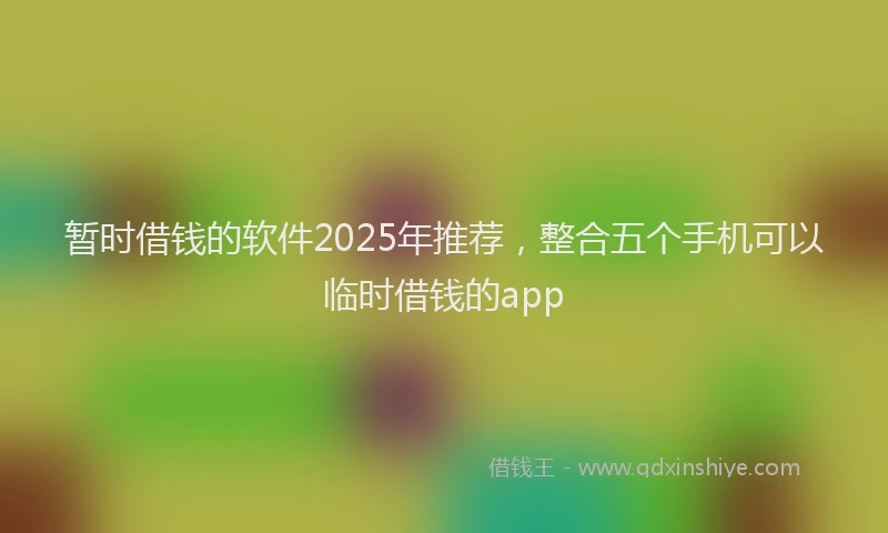 暂时借钱的软件2025年推荐，整合五个手机可以临时借钱的app
