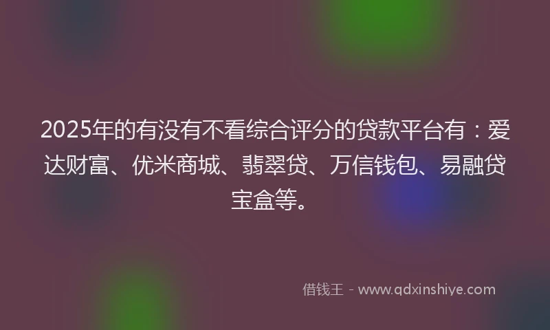 2025年的有没有不看综合评分的贷款平台有：爱达财富、优米商城、翡翠贷、万信钱包、易融贷宝盒等。