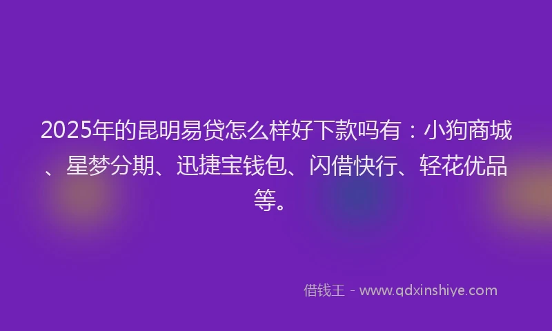 2025年的昆明易贷怎么样好下款吗有：小狗商城、星梦分期、迅捷宝钱包、闪借快行、轻花优品等。