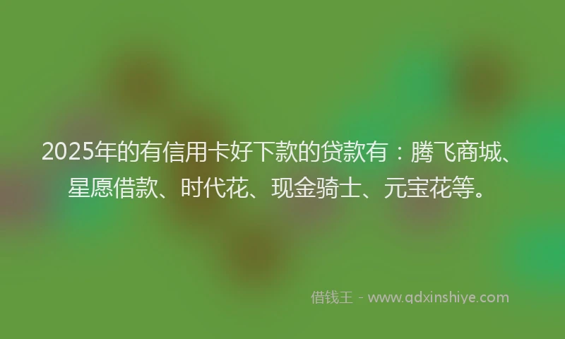 2025年的有信用卡好下款的贷款有：腾飞商城、星愿借款、时代花、现金骑士、元宝花等。