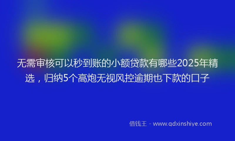 无需审核可以秒到账的小额贷款有哪些2025年精选，归纳5个高炮无视风控逾期也下款的口子