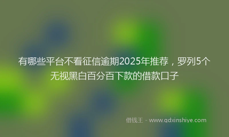 有哪些平台不看征信逾期2025年推荐，罗列5个无视黑白百分百下款的借款口子