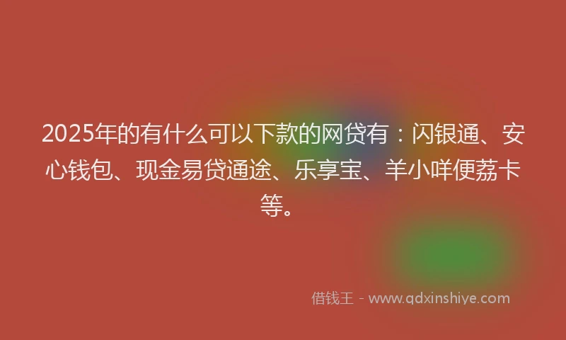 2025年的有什么可以下款的网贷有：闪银通、安心钱包、现金易贷通途、乐享宝、羊小咩便荔卡等。