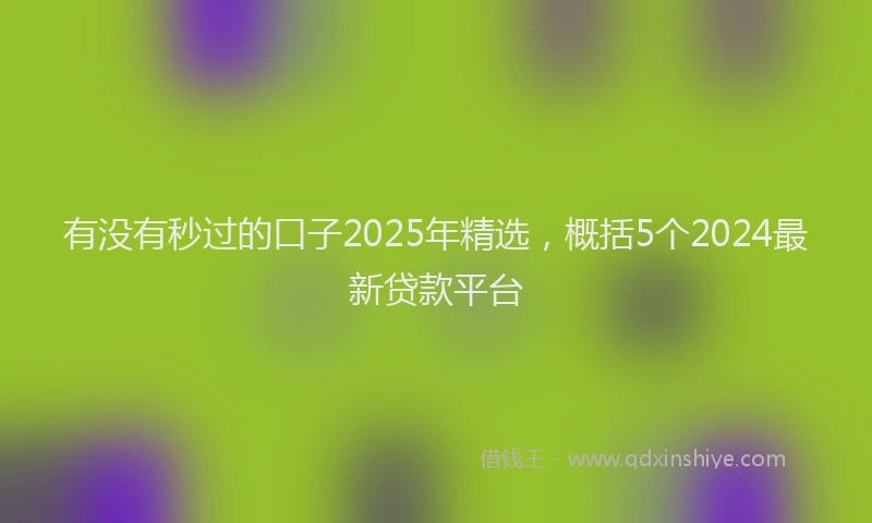 有没有秒过的口子2025年精选，概括5个2024最新贷款平台