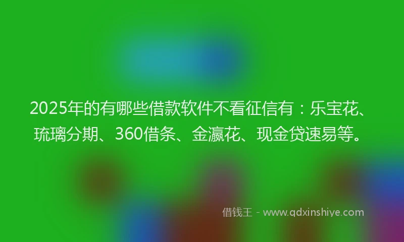 2025年的有哪些借款软件不看征信有：乐宝花、琉璃分期、360借条、金瀛花、现金贷速易等。